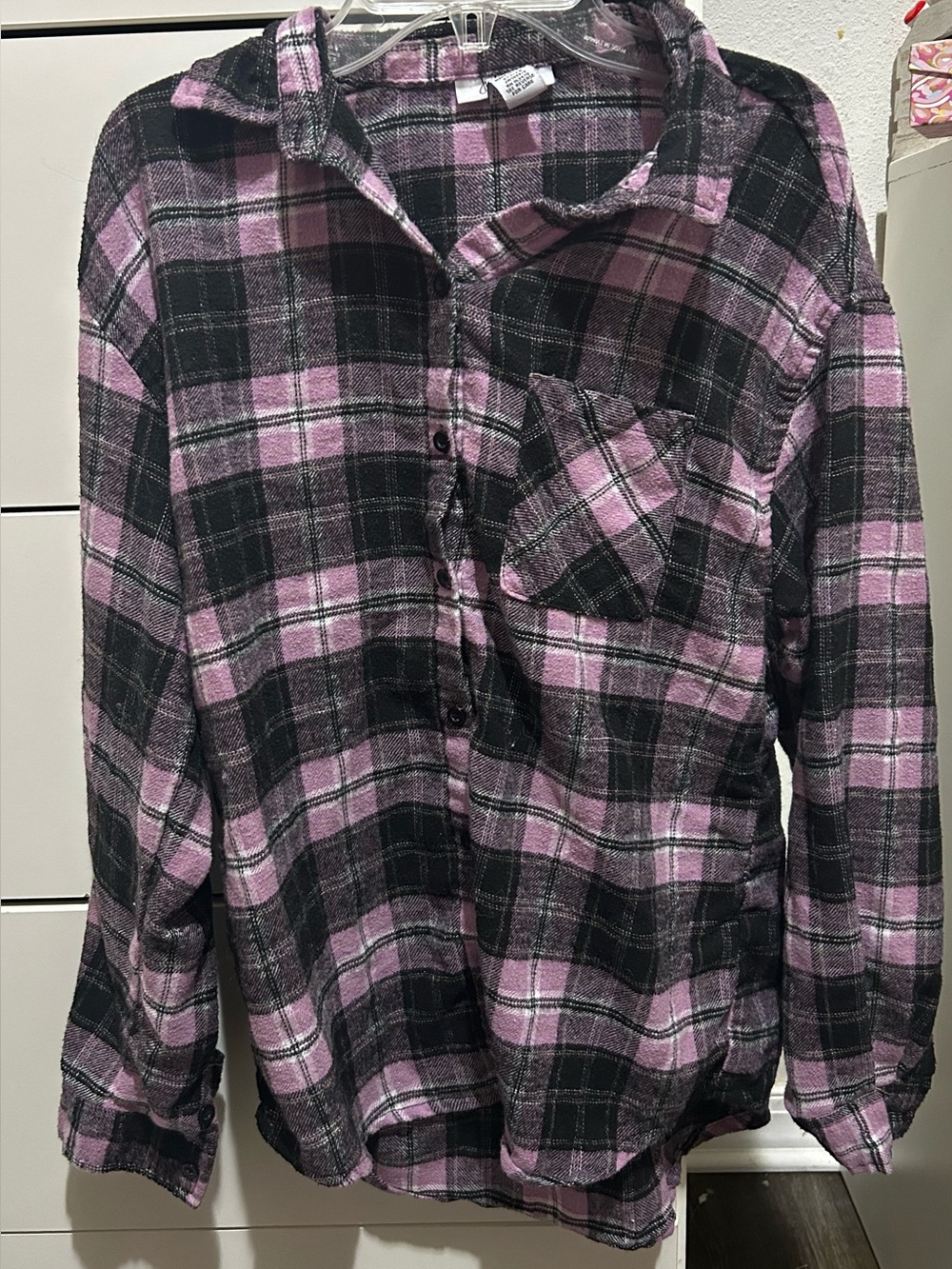 Just Polly New York Purple & Black Plaid Shirt - M
